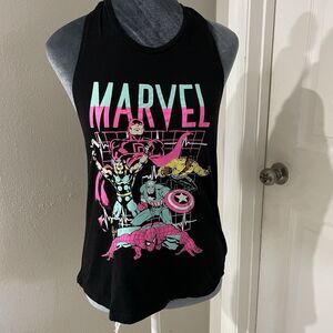 Marvel Comics Tank Top Sz S Black Open Racer Back Sleeveless Graphic Print